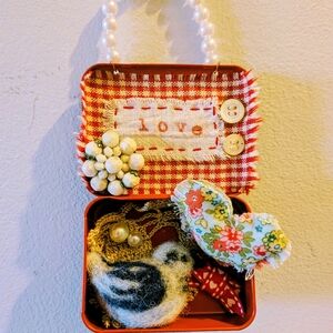 Handcrafted Red and White Decorative Tin